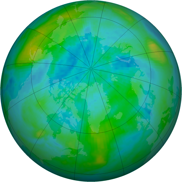 Arctic ozone map for 16 September 1991